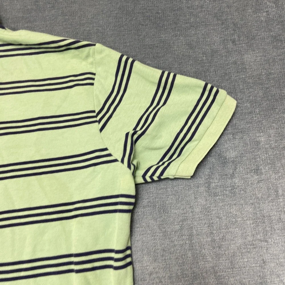Polo by Ralph Lauren Shirt Mens Large Green Black Striped Hi Lo Hem Golf Tennis